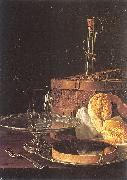 Melendez, Luis Eugenio Still-Life with a Box of Sweets and Bread Twists painting